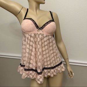 Seductivewear blush with large polka dot lingerie